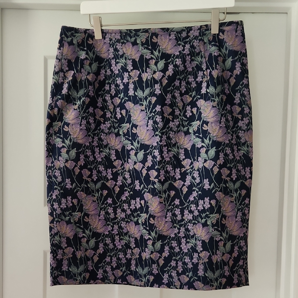Brooks Brothers Purple and Blue Pencil Skirt Knee-Length Cocktail